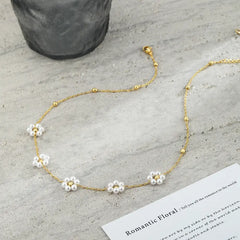 14K Pearl Floral Choker Necklace