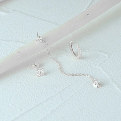 3pc Dainty Floral Tassel Chain Earrings Set - Veinci