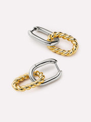 Double Hoop Earrings - Ash Double Marble Blue