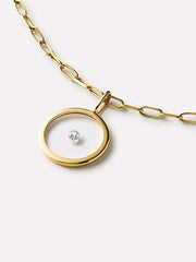 Gold Pendant - Floating Diamond Charm