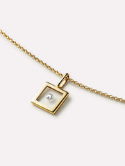 Gold Pendant - Floating Diamond Charm