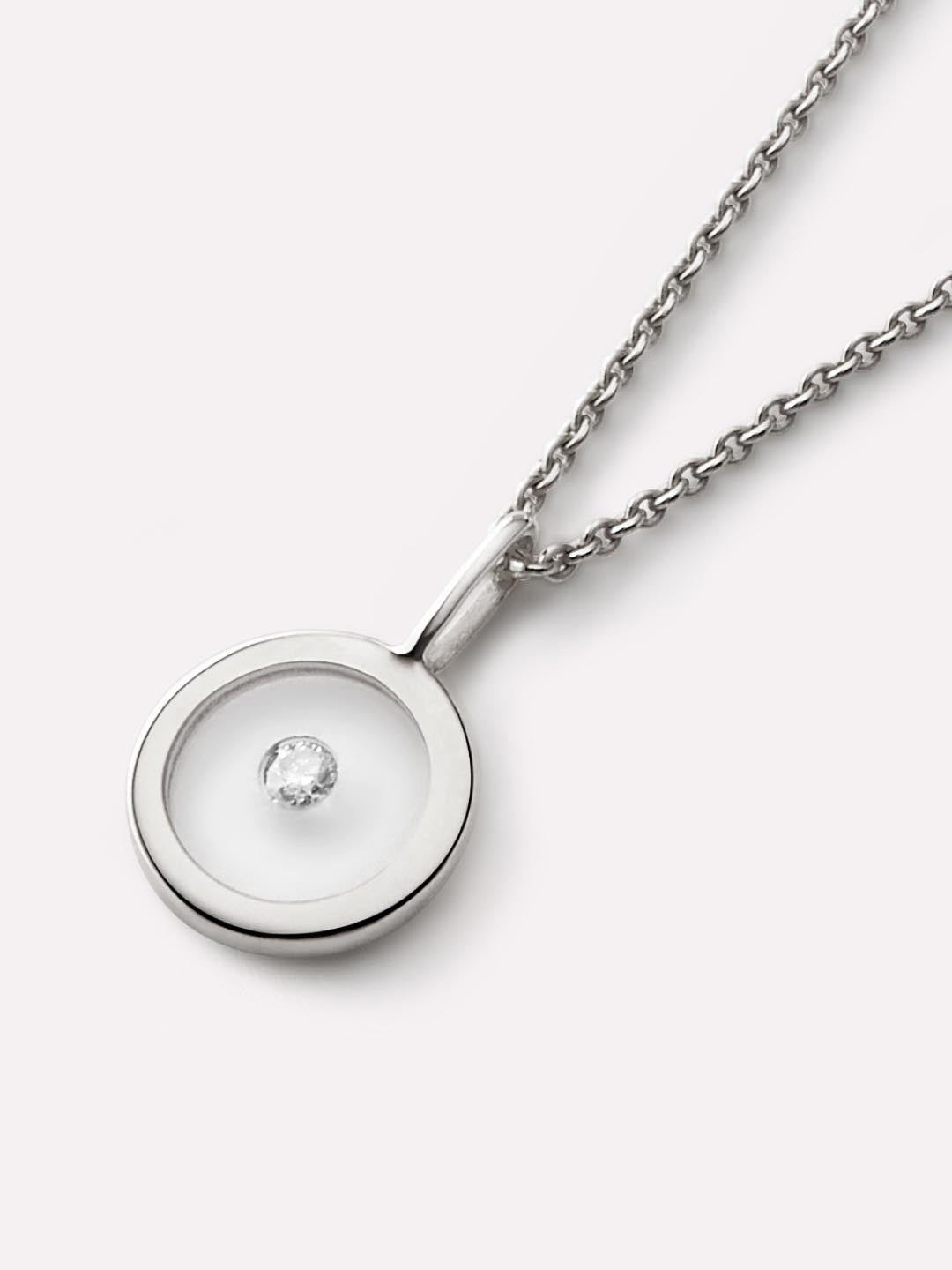 Gold Pendant - Floating Diamond Charm