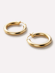 Chunky Gold Hoop Earrings - Gold Classic Hoops Large
