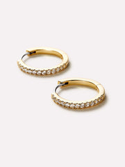 Gold Huggie Hoop Earrings - Pave Huggie Hoops