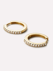 Diamond Hoop Earrings - Diamond Huggie Hoops Medium