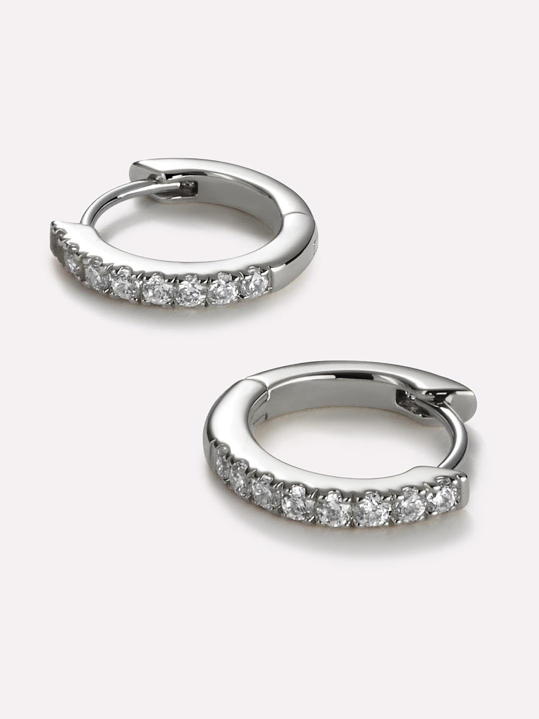 Gold Huggie Hoop Earrings - Pave Huggie Hoops