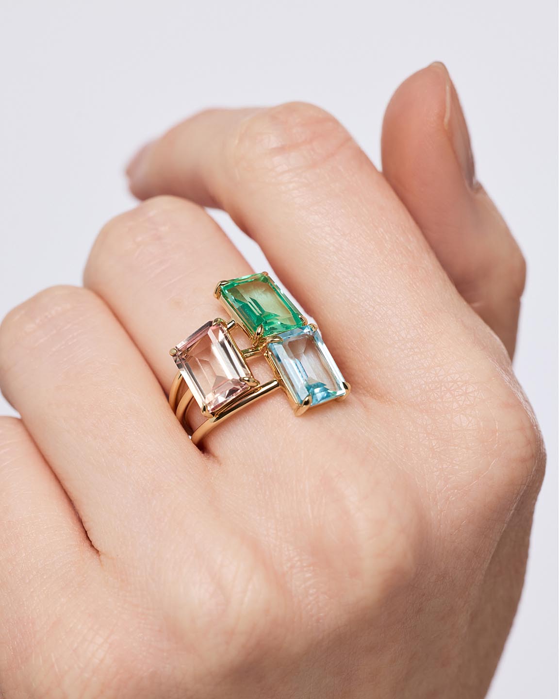 Solid Yellow Gold - Blue Topaz Spritz Ring