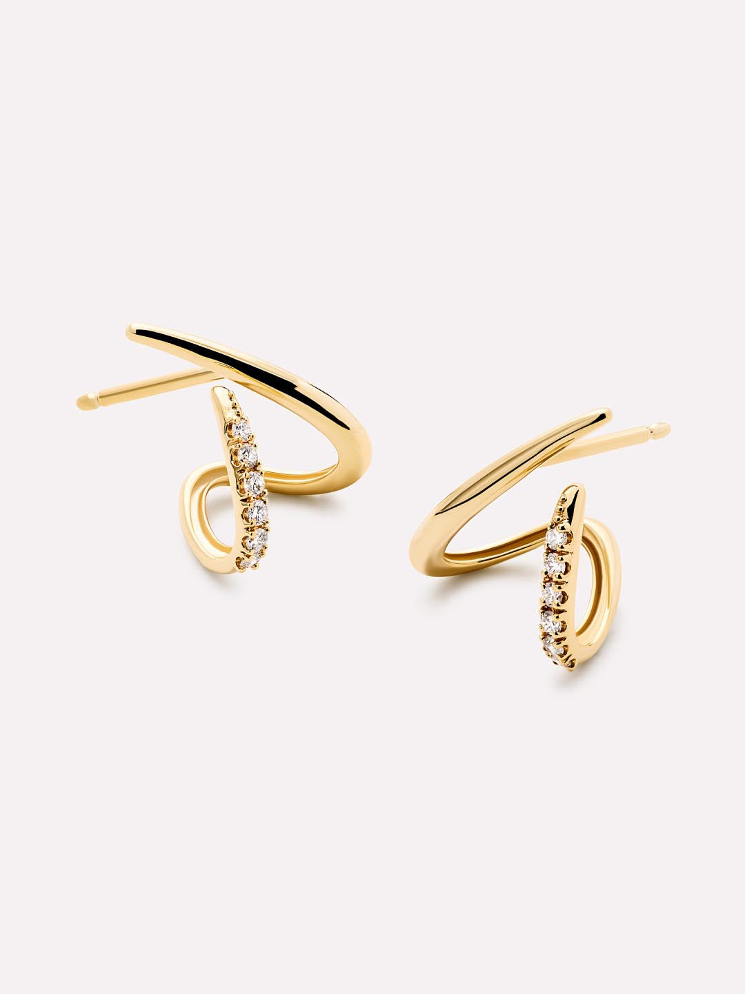Solid White Gold - Diamond Aurora Huggie Studs