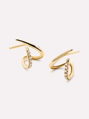 Solid White Gold - Diamond Aurora Huggie Studs