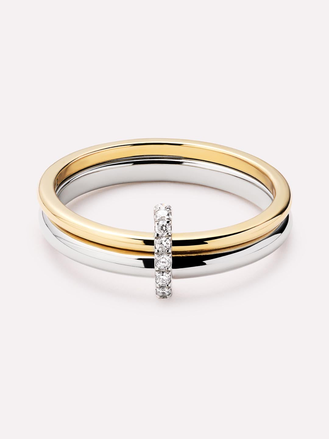 Solid Yellow Gold - Diamond Link Ring