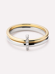 Solid Yellow Gold - Diamond Link Ring