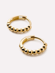 Small Gold Hoop Earrings - Gold Bead Huggie Hoops