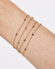 Solid Yellow Gold - Alexandrite Birthstone Station Bracelet