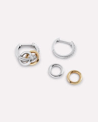 Solid Yellow Gold - Diamond Links Hoop Earrings