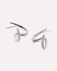 Solid White Gold - Diamond Aurora Huggie Studs