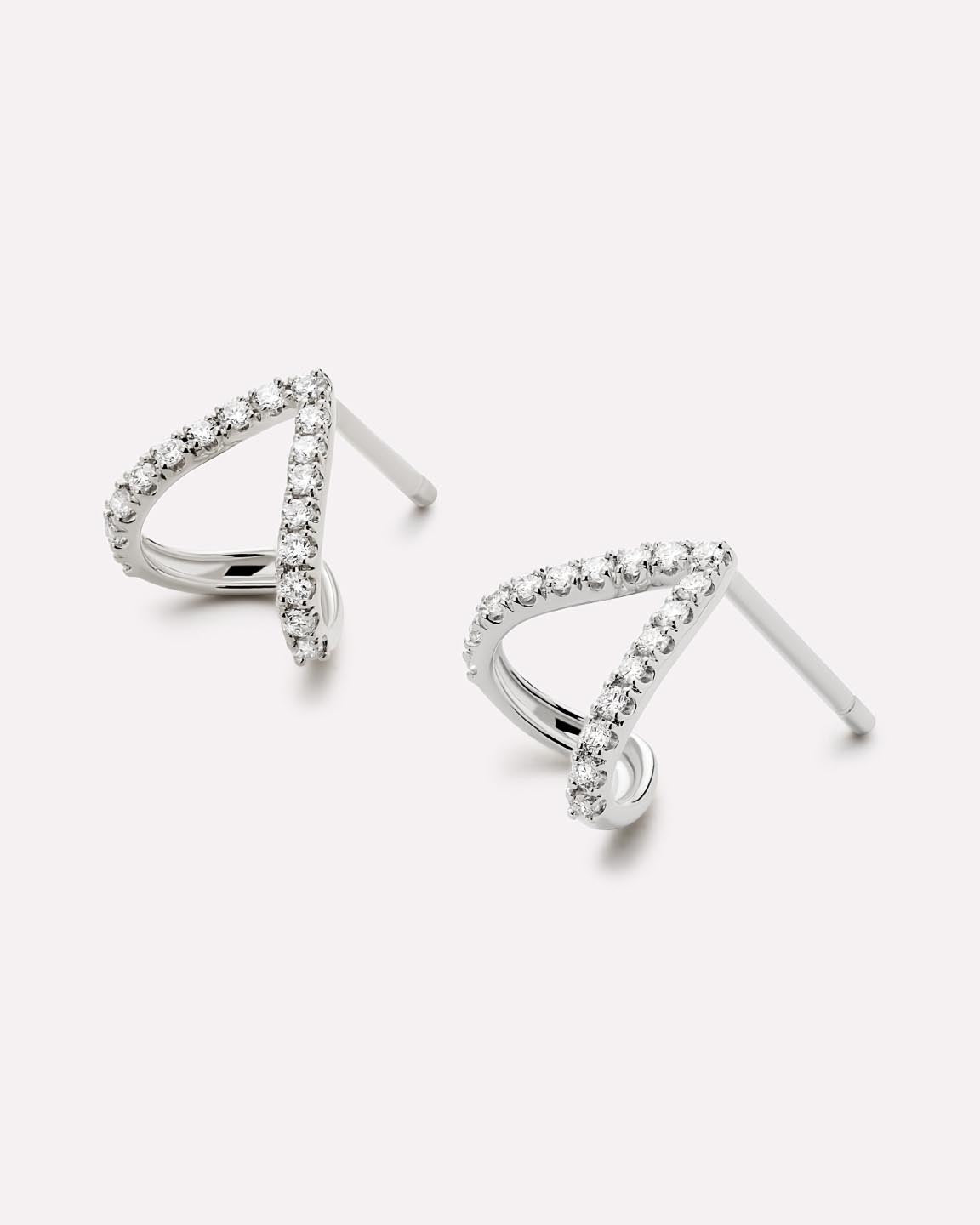 Solid White Gold - Diamond Velora Huggie Studs