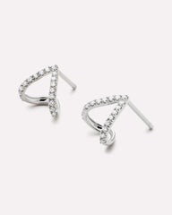 Solid White Gold - Diamond Velora Huggie Studs