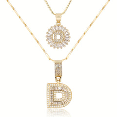 2-Piece 14K Diamond Letter Initial Necklaces