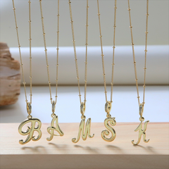 Elegant Cursive Font Satellite Chain Initial Necklace