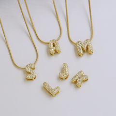 Diamond Bubble Letter Initial Necklace