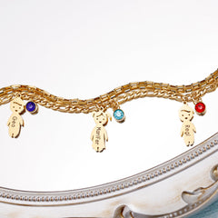 Stacked Family Charm & Birthstone Bracelet