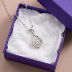Sterling Silver Heart Diamond Teardrop Necklace