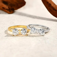 Sterling Silver Moissanite Feminine Bow Ring