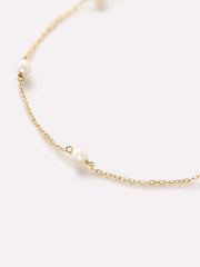 Gold Pearl Bracelet - Gold Pearl Station Bracelet