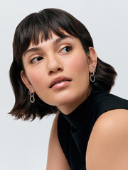 Double Hoop Earrings - Ash Double Marble Blue