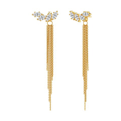 14K Tassel Chain Hoop Earrings