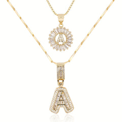 2-Piece 14K Diamond Letter Initial Necklaces