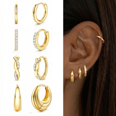 8-Piece Classic Huggie Hoop Earrings Set