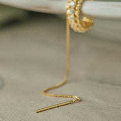 Diamond Accented Threader Ear Cuff Earrings