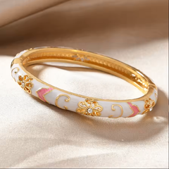 4-Piece Floral Accented Bangle Stack