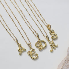 Elegant Cursive Font Satellite Chain Initial Necklace