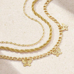 3-Piece 14K Layered Anklet Set