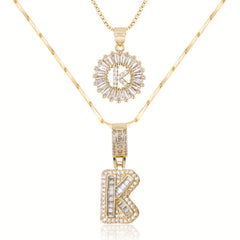 2-Piece 14K Diamond Letter Initial Necklaces
