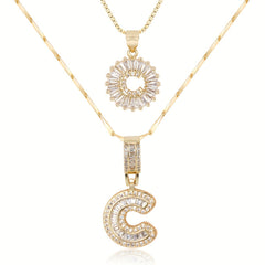2-Piece 14K Diamond Letter Initial Necklaces