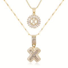 2-Piece 14K Diamond Letter Initial Necklaces