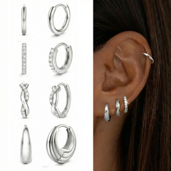8-Piece Classic Huggie Hoop Earrings Set