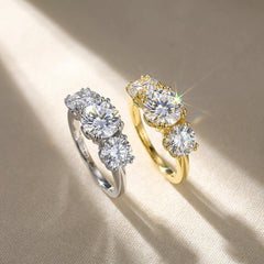 4CT 3 Moissanite Stone Set Ring