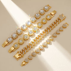 4-Piece Chunky Diamond Bracelet Stack