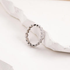 Sterling Silver Moissanite Accented Eternity Heart Ring