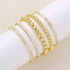 5-Piece Diamond Accented Gold Bracelet Stack