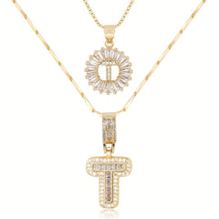 2-Piece 14K Diamond Letter Initial Necklaces