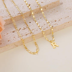 2-Piece 14K Serif Letter Initial Anklet Set