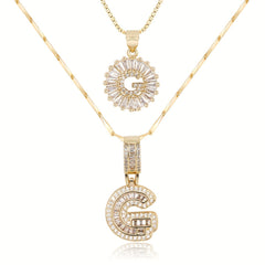 2-Piece 14K Diamond Letter Initial Necklaces