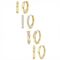 8-Piece Classic Huggie Hoop Earrings Set