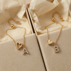 18K Linked Hearts Bond Initial Bracelets