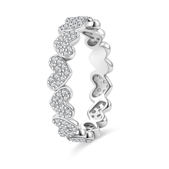 Sterling Silver Moissanite Accented Eternity Heart Ring
